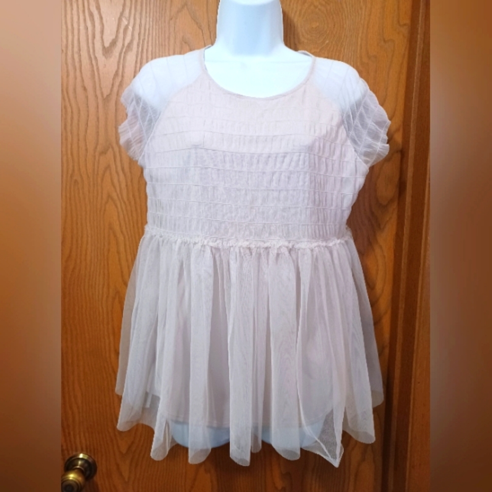 LAUREN CONRAD Gray Overlay Top